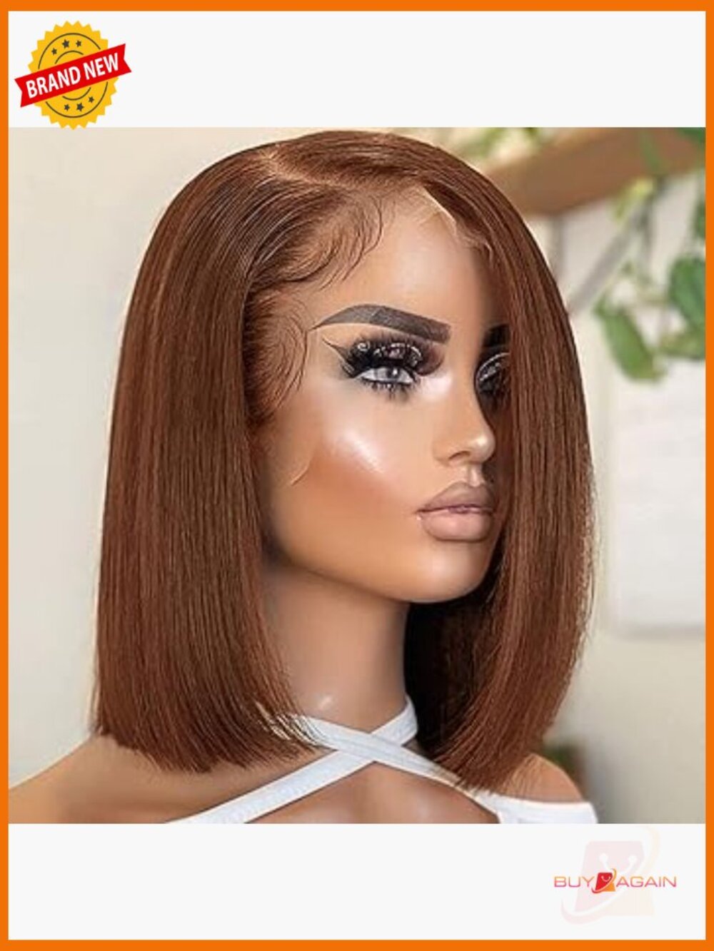 100% Human Hair Bob Wig With Lace Frontal, Short Straight, Pre Plucked